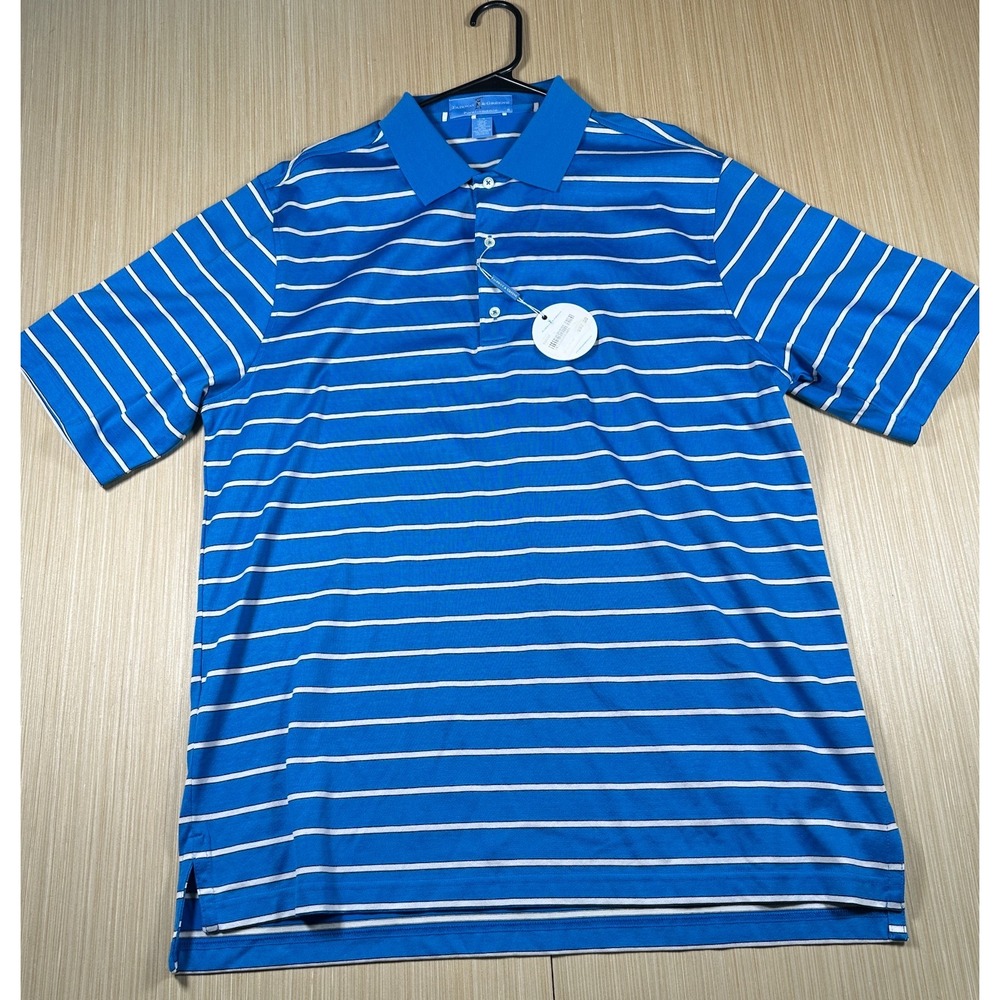 Fairway & Greene Polo‎ Shirt Mens Large Multicolor Striped Cotton Side Slit Golf